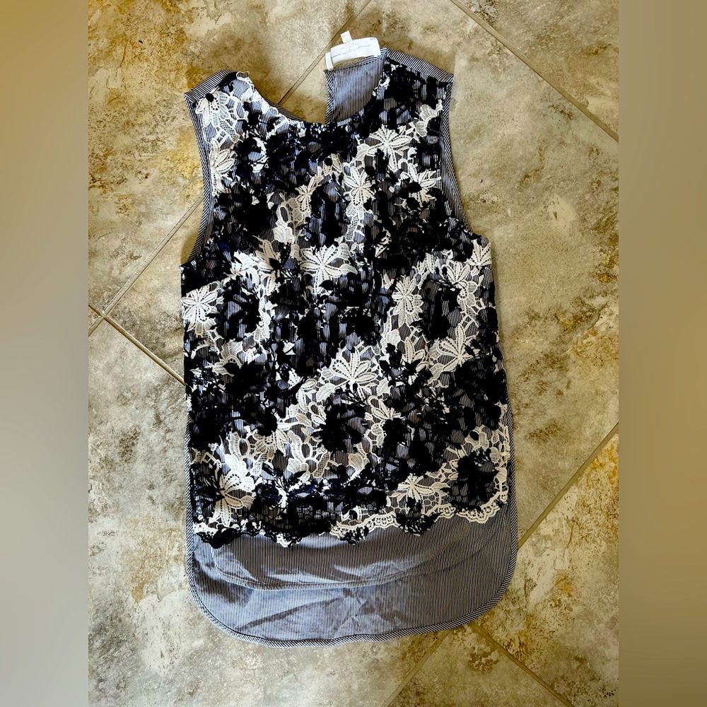 Thakoon addition striped sleeveless with crotchet detail size 6